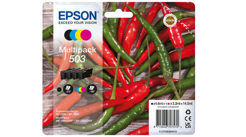 Epson 503 ink cartridge 4 pc(s) Original Standard Yield Black, Cyan, Magenta, Yellow Epson 503 ink cartridge 4 pc(s) Original Standard Yield Black, Cyan, Magenta, Yellow